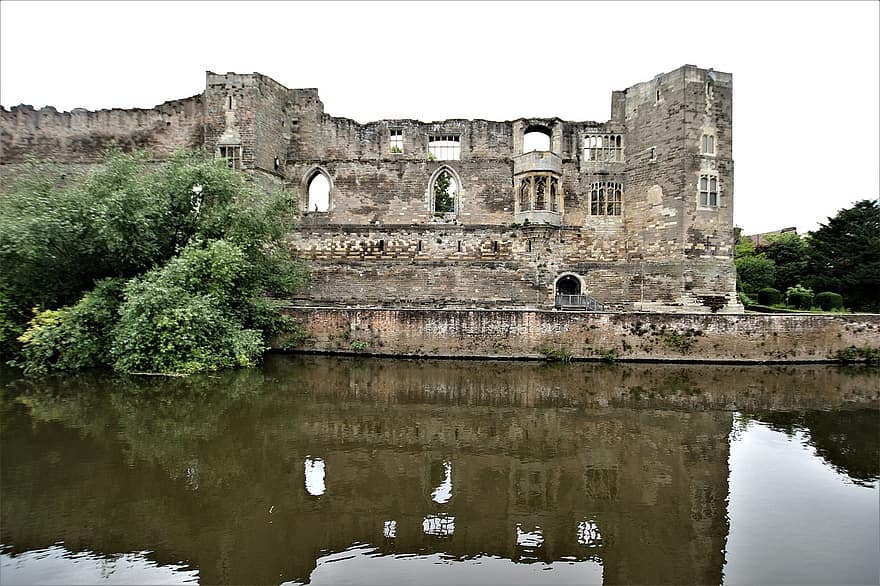 castelo, rio, parede, medieval, arquitetura, história, pedra, velho, histórico, herança, castelo de newark
