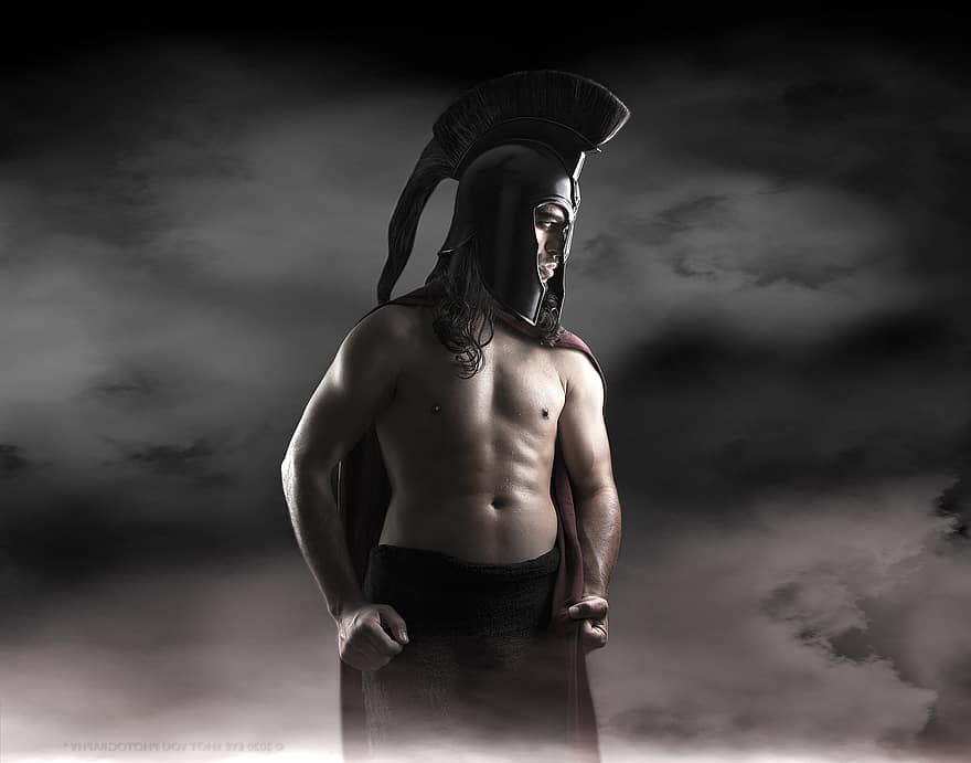 spartansk, kung Leonidas, sparta, grekisk, grekland, aten, krigare, spjut, svärd, skydda, antikens Grekland