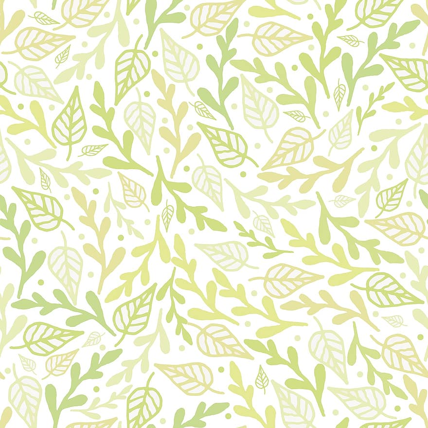 Seamless, All Over Print, Repeat Design, Hand Drawn, Pattern, Fabric, Decorative, Tile, Tileable, Green, Leaf