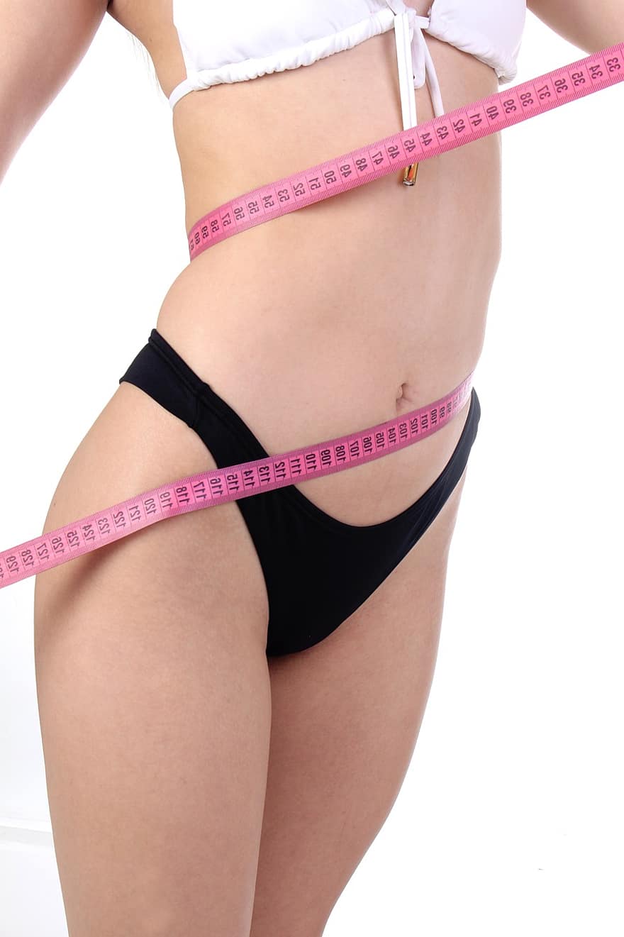 ztráta váhy, svinovací metr, žena, dívka, ženský, pás, tělo, měřicí páska, hmotnost, tenký, zdatnost