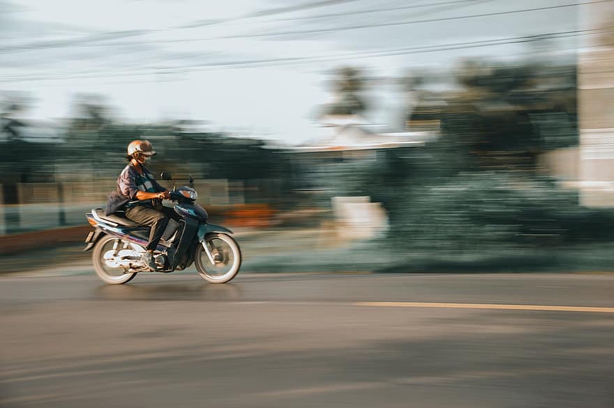 motorcykel, rytter, biker, transportmidler, hastighed