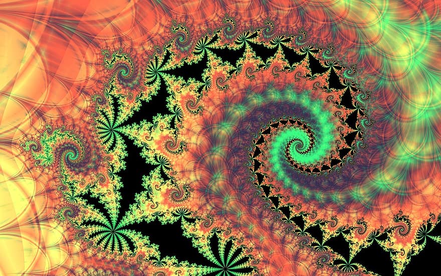 Latar Belakang Fraktal, latar belakang spiral, seni abstrak, seni, seni digital, latar belakang berwarna-warni, pola, abstrak, latar belakang, fraktal, ilustrasi