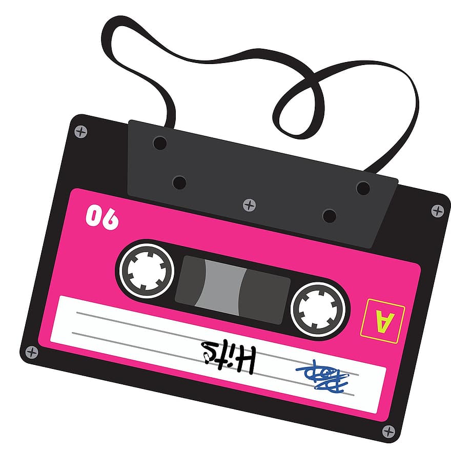 cassette, record, graphique, symbole, Années 80, magnétophone, cassette audio, Bande magnetique, la musique, l'audio, rétro