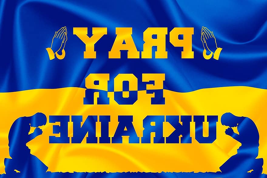Ukrajina, vlajka Ukrajiny, Modlit se za Ukrajinu, modlit se, oslava, patriotismus, ilustrace, symbol, národní památka, pozadí, podepsat