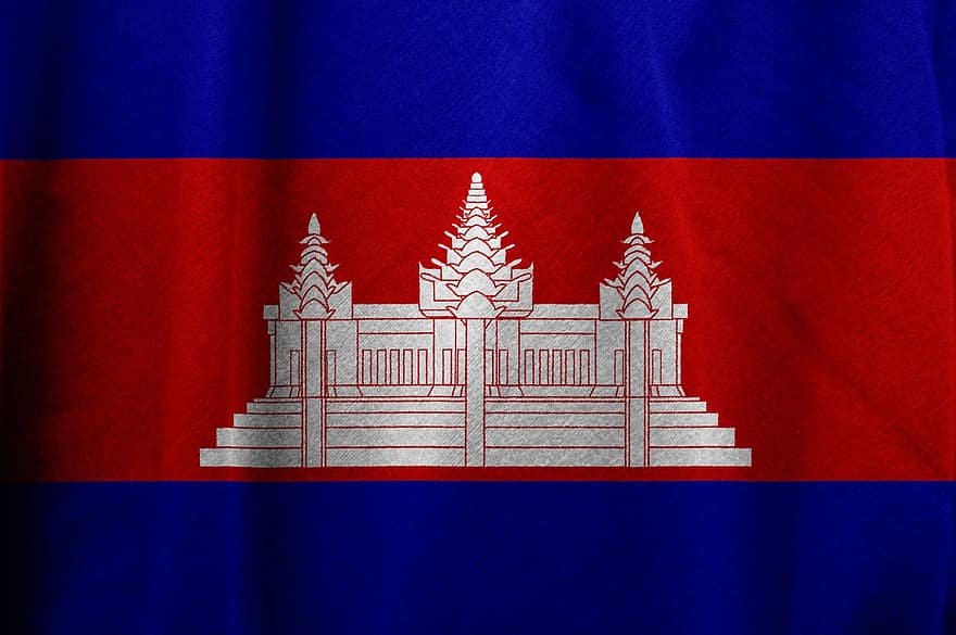 Kambodža, karogs, valstī, valsts, simbols, tauta, patriotisms, patriotisks, baneris, emblēmu