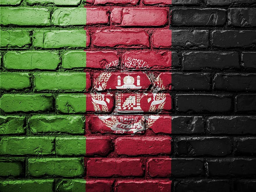 flagg, afghanistan, vegg, maling, spray maling, nasjonalitet, symbol