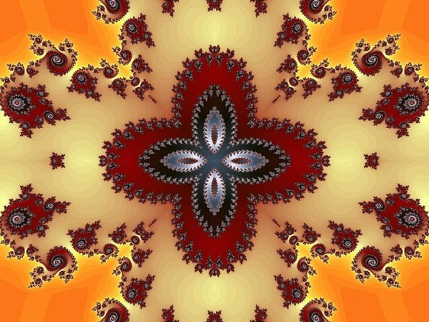 Kaleidoskop, fraktal, Muster, Ornament, Symmetrie, Blumen, Grafik, Stil, Design, dekorativ, Hintergrund