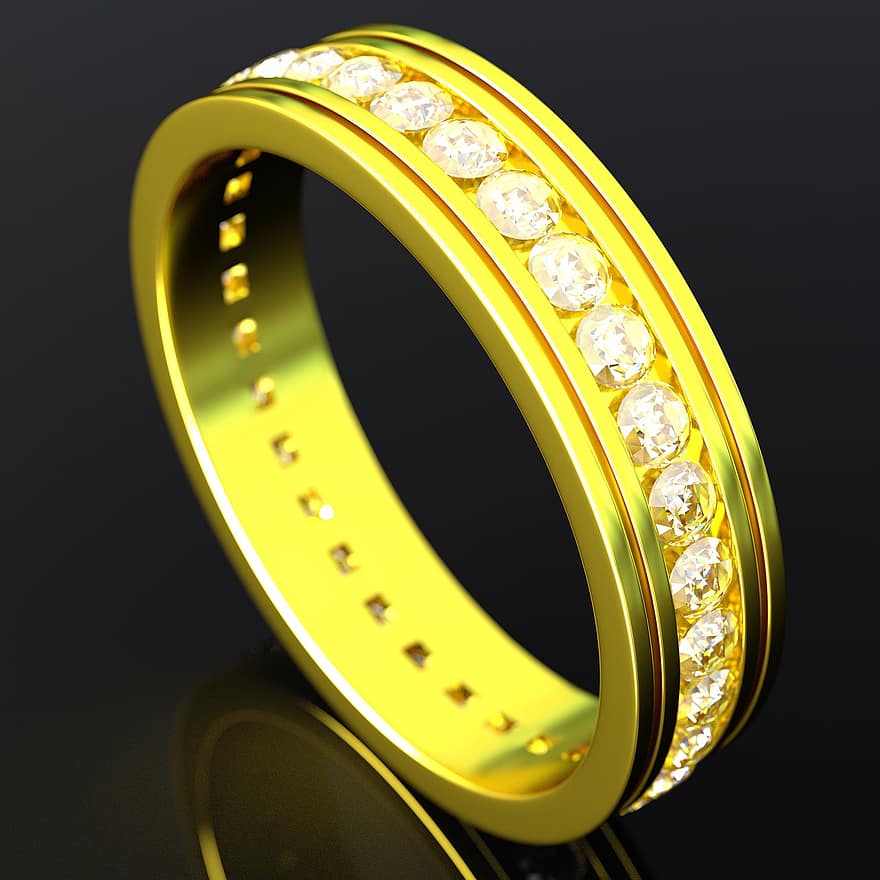 Arany, gyűrű, gyémánt, ékszerek, fényes, luxus, drágakő, jólét, egyetlen objektum, esküvő, divat