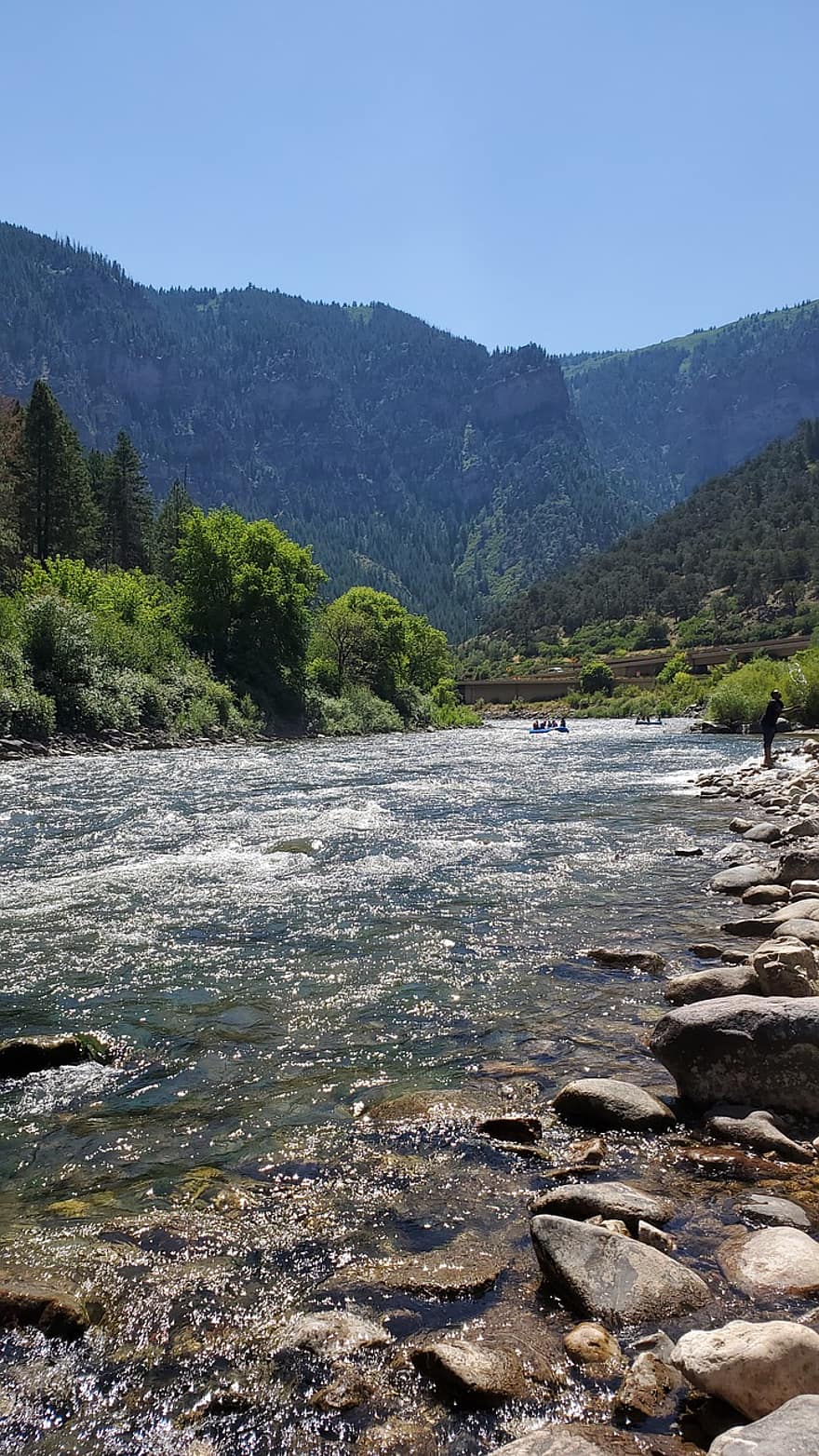 fiume, montagne, rafting, acqua, panoramico, fiume colorado, Colorado, natura