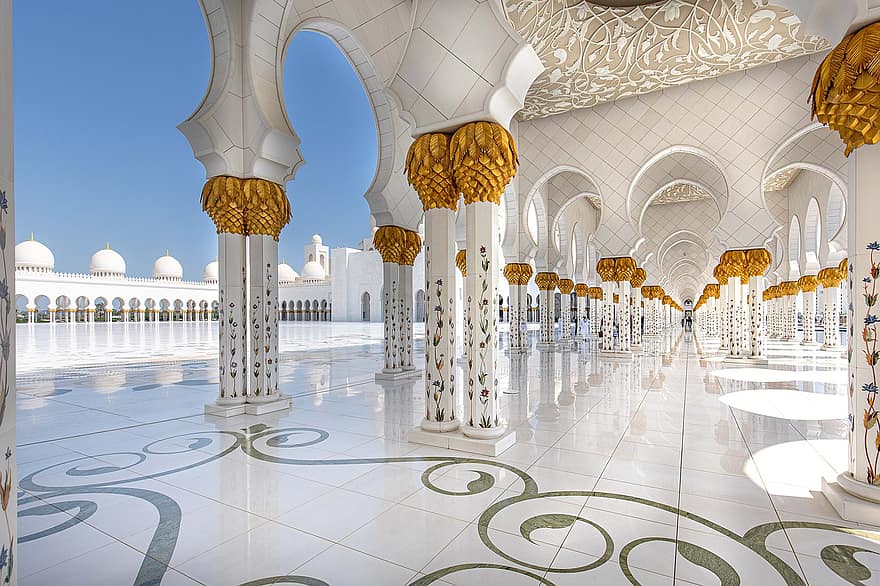 mesquita, Abu Dhabi, arquitectura, islam, religió, decoració, cultures, fons, minaret, a l'interior, ramadan
