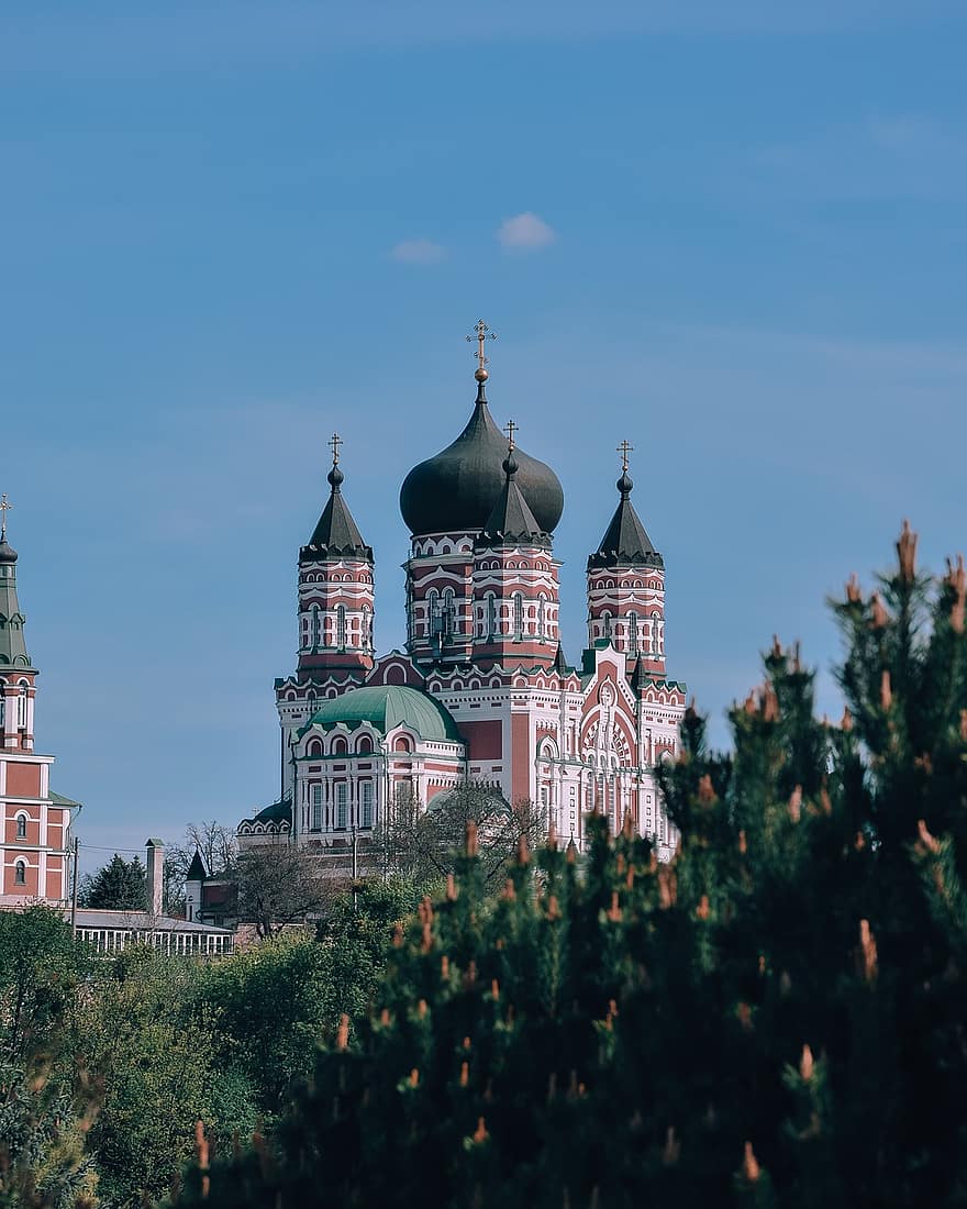 キエフ、フェオファニア、パンテレイモン大聖堂、美しさ、春、夏、森林、パーク、ドーム、教会、ベラ