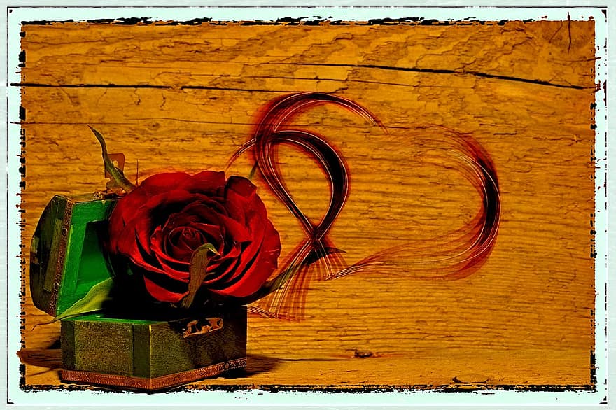 วันแม่, หัวใจ, ความรัก, ดอกกุหลาบ, หัวใจรัก, ดอกไม้, ดอก, เบ่งบาน, หีบสมบัติ, กุหลาบสีแดง, เดคโค