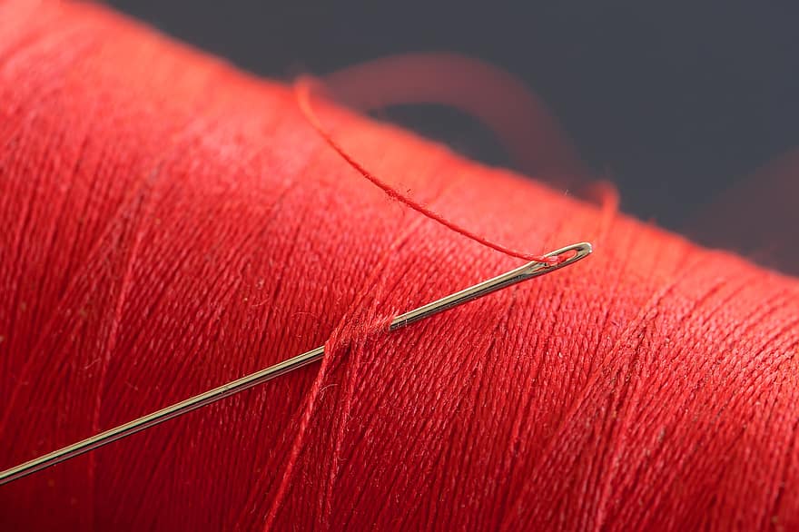 rød tråd, bomullstråd, nål, tråd, garn, sying av materialer, Skreddersy materialer