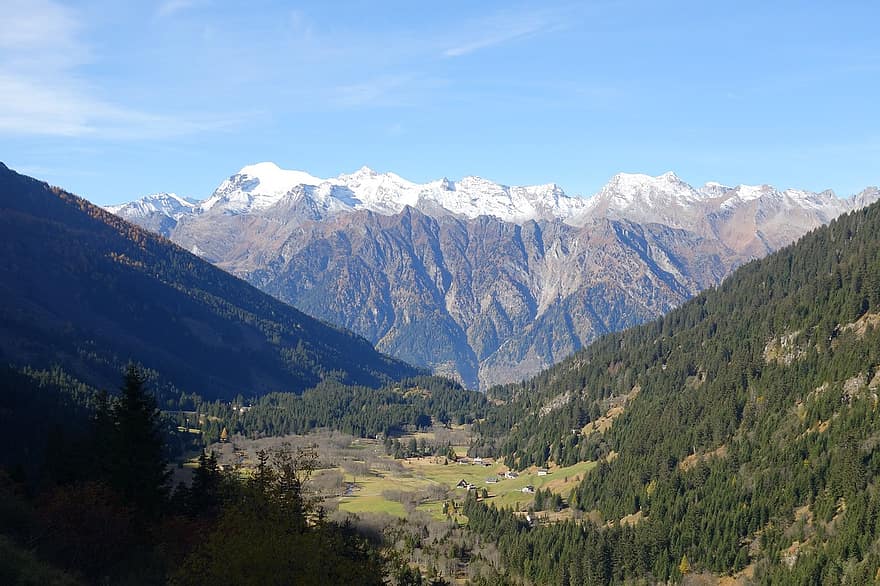 vuoret, laakso, maaseutu, vuorijono, vuoristoinen, maisema, luonto, Graubünden, Grisons