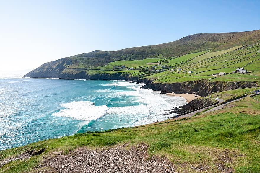 природа, море, пътуване, проучване, на открито, атлантически, плаж, Coumeenoole, околност, Ирландия, Кери
