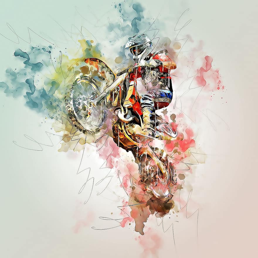 Moto-Cross, Motorrad, Rennen, Sport, Fahrer, Wettbewerb, Fahrzeug, Hintergründe, Illustration, abstrakt, Vektor