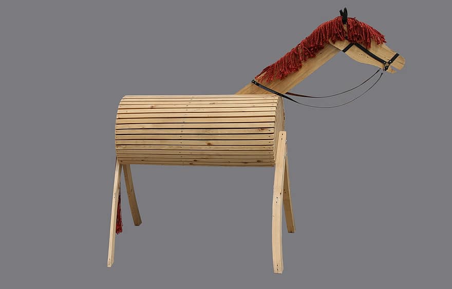 jízda, kůň, dřevěný kůň, trojský kůň, hračky