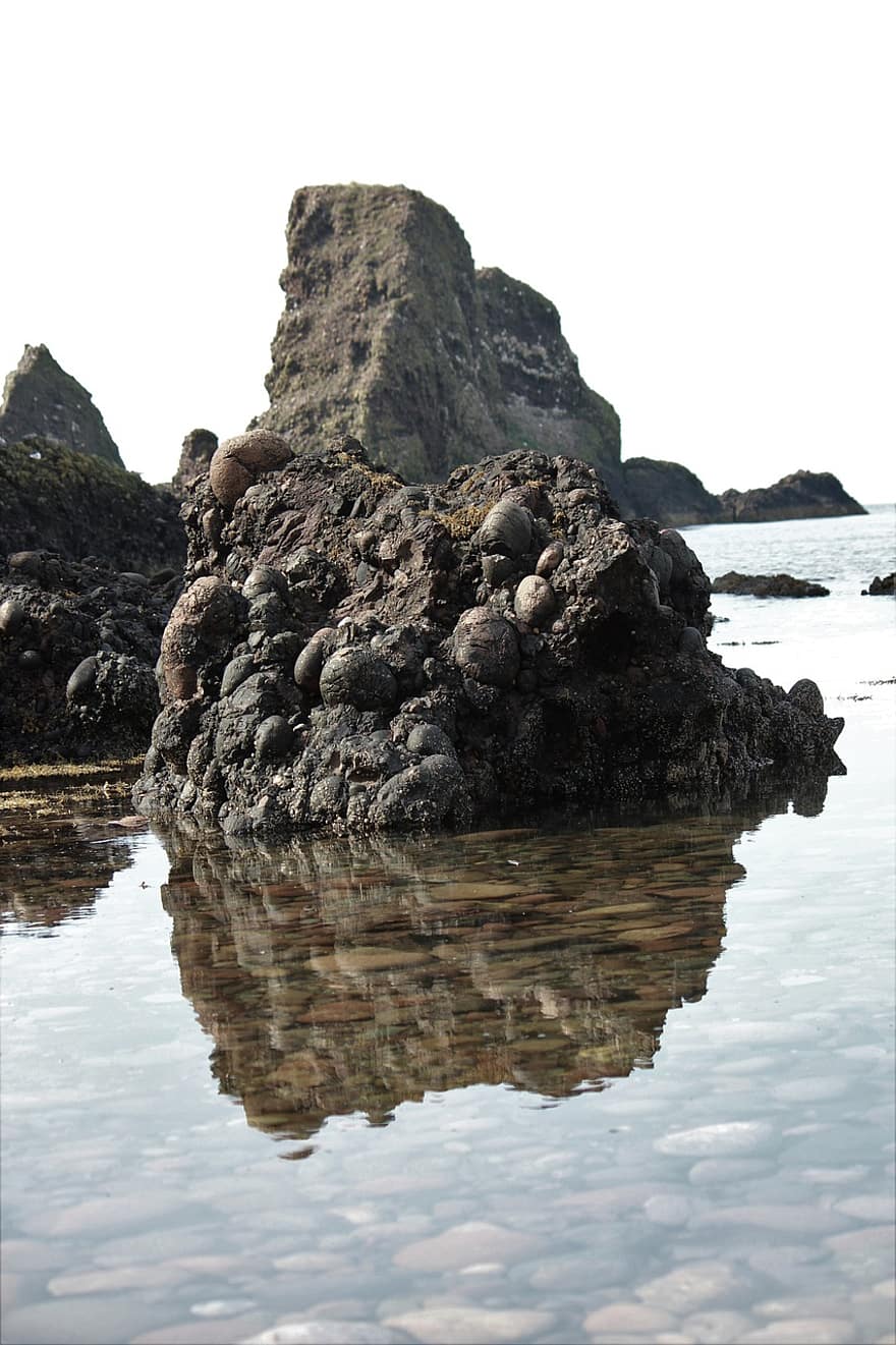zee, rotsen, kust, water, reflectie, rotsformatie, kustlijn, kust-, natuur