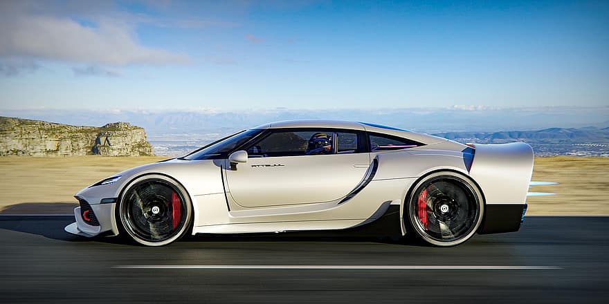 auto, luxe auto, snelheid, snel, voertuig, auto-, automotive, glimmend, modern, futuristische, ontwerp