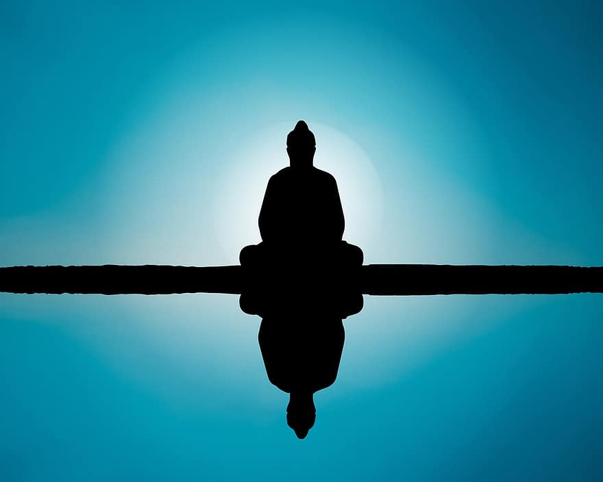 Boeddha, blauw, lucht zee, licht