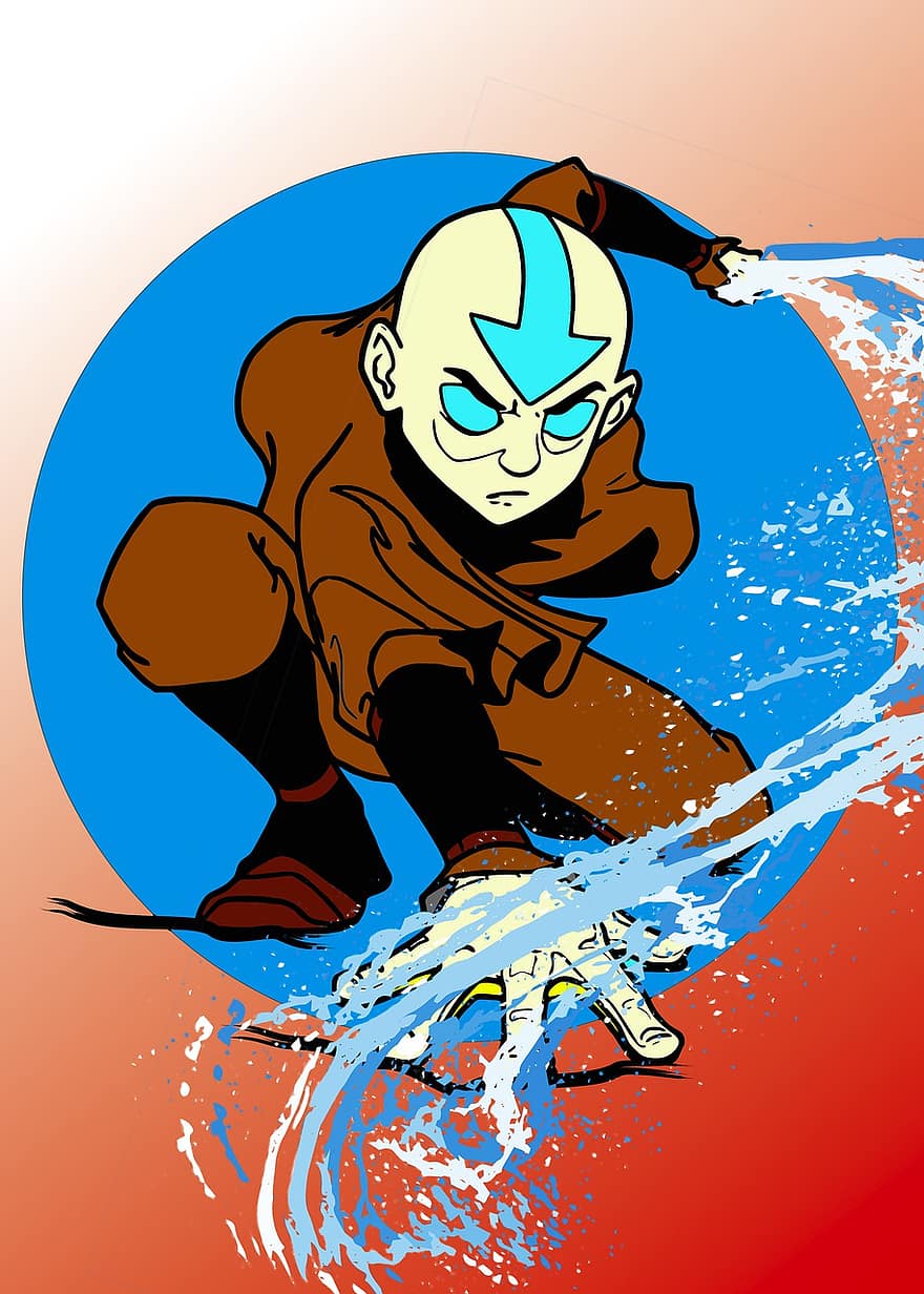 Avatar den sista luftbändaren, Aang, avatar, tecknad serie, illustration, vektor, män, roligt, en person, halloween, grunge