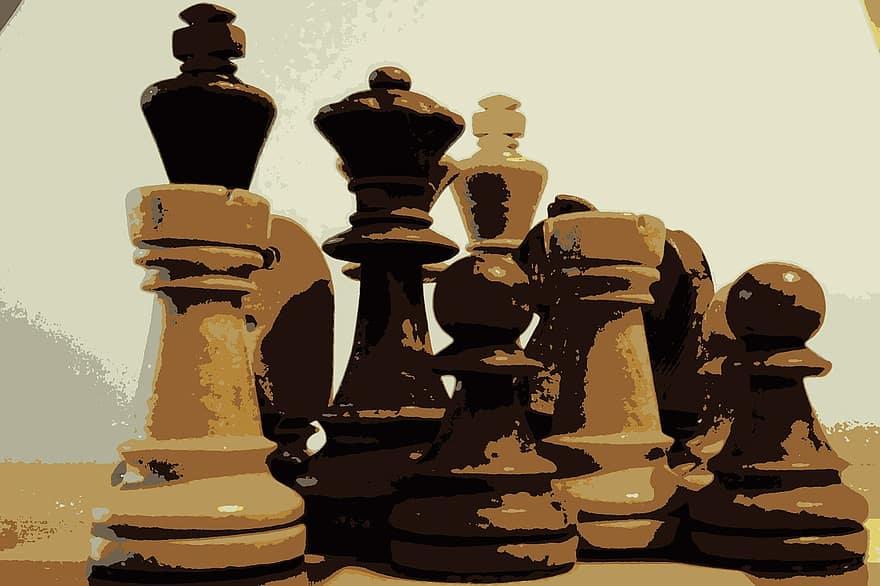 شطرنج ، قطع الشطرنج ، فصل الصوت ، ملك ، المزارعين ، سيدة ، لعب