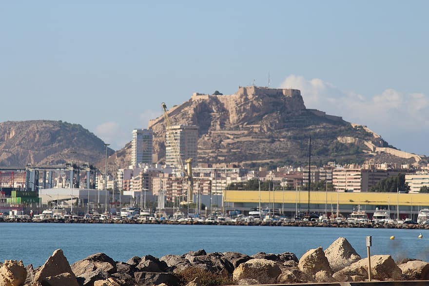 borg, bergarter, hav, kyst, shore, Alicante