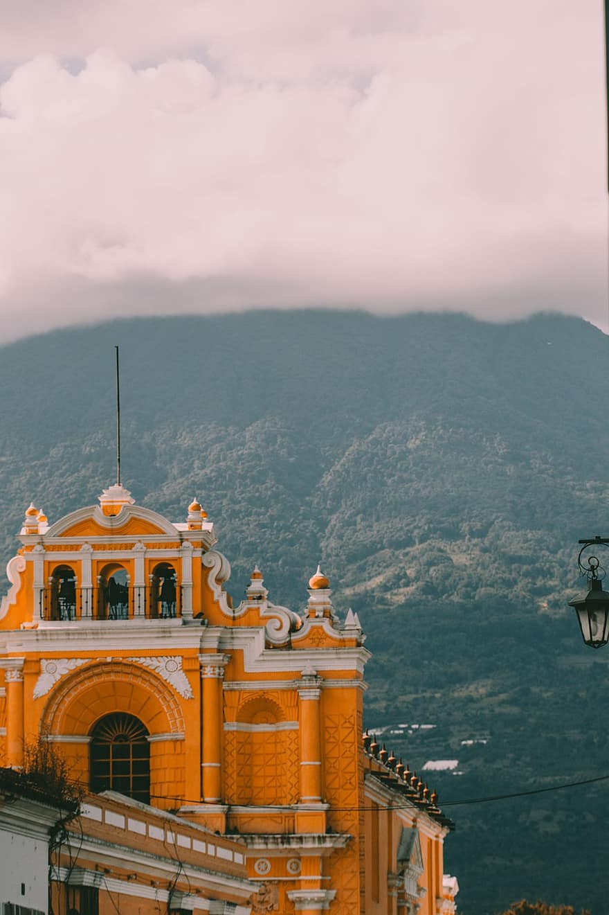 templom, hegy, Guatemala, régi templom, épület, történelmi