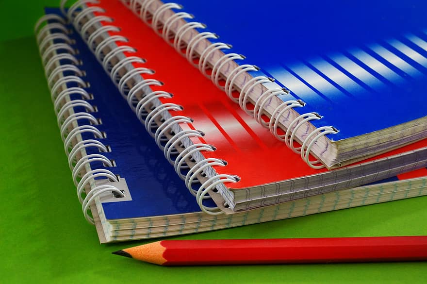 cuaderno, lápiz, borrador, aglutinante, página, espiral, Nota, oficina, carta, papel, diario