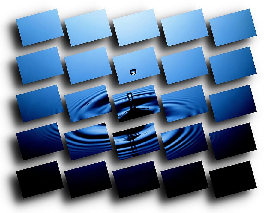 Piastrelle Astratte, acqua, ondulazione, mosaico, blu, pulito, design, arte, 3d