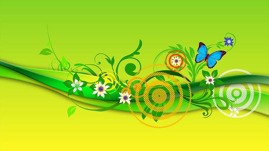 sommerfugl, forår, blomster, natur, skønhed, kort