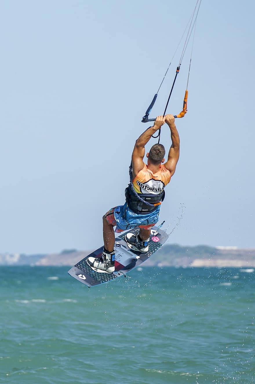 homme, planche, océan, en forme, sports nautiques, kite surf, cerf-volant, kite board, eau, le surf, mer