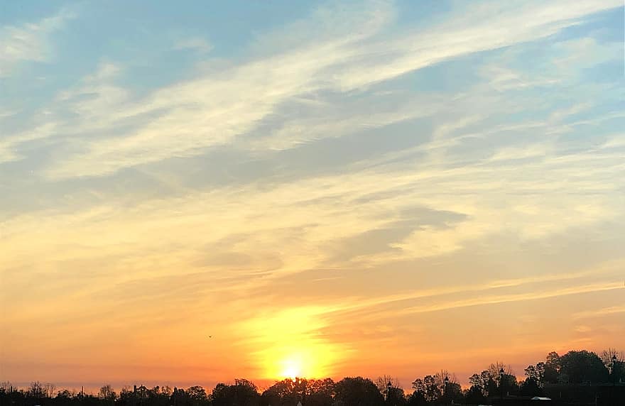 posta de sol, arc de Sant Martí, cel, paisatge, núvols, sol, colorit, estiu, tarda, Tennessee