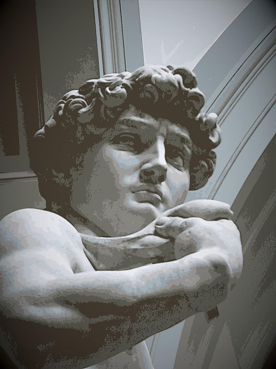 Poster, David, Michelangelo, Florence, Italy, Statue, Museum, Closeup, Stare, Perspective, christianity