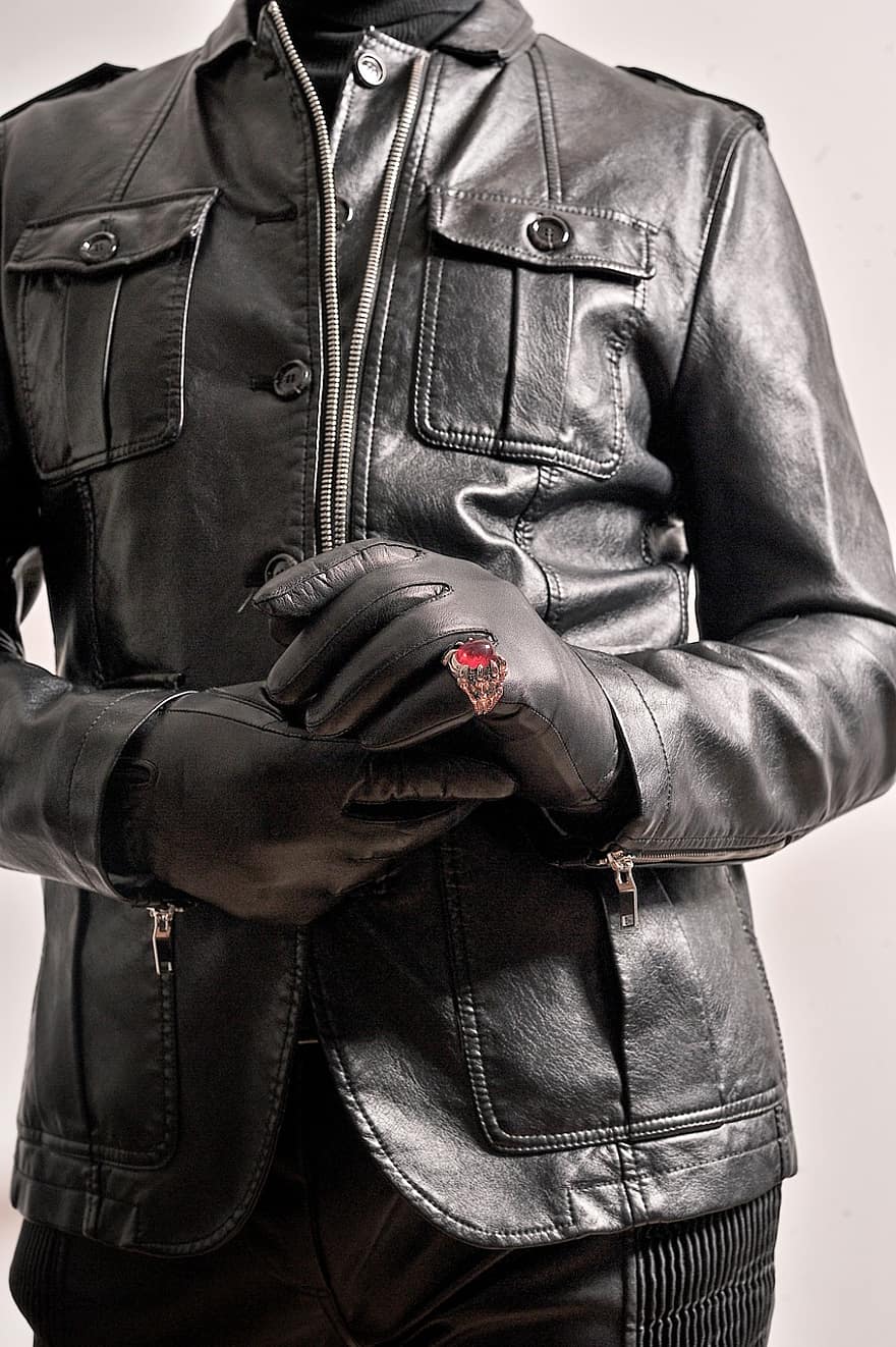 Gloves, Leather, Leather Gloves, Fashion, Style, Beauty, Decorations, Rings, Leather Clothing, men, one person