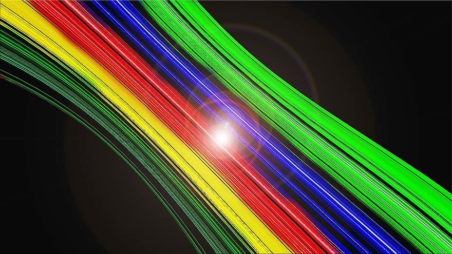 Optikai kábel, szivárvány színei, háttér, absztrakt, tervezés