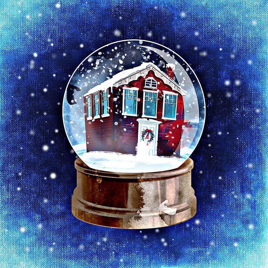 सर्दी, बर्फ की गेंद, हिमपात, आनंद, नीला, दिसंबर, क्रिसमस
