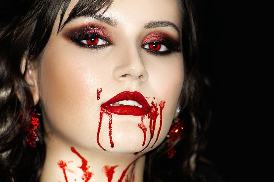 blod, en vampyr, rædsel, halloween, skræmmende, mørk, kvinde, gotisk, fantasi, frygt, ond