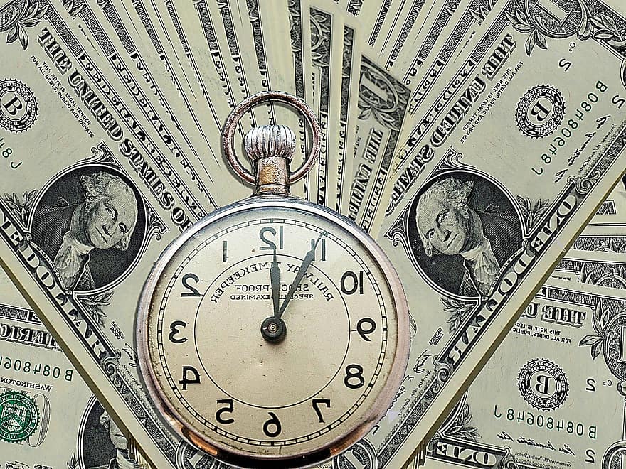 Dollar, Pocket Watch, Finance, Currency, Bills, Dollar Bill, Cash And Cash Equivalents, Business, Financial World, Credit, Funds
