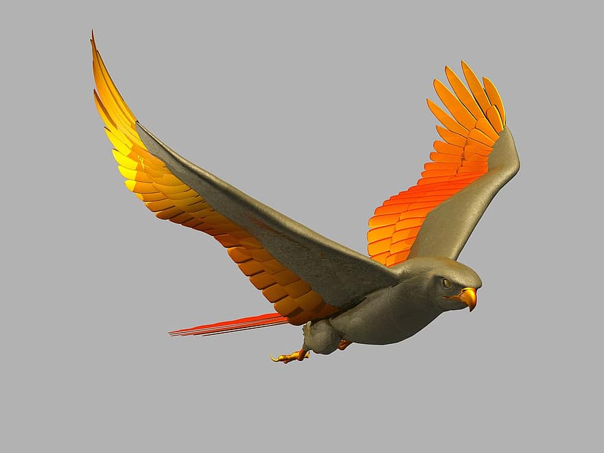 Bird, Flying, Flight, Wings, Creative, Colourful, Stylized, Gray Color
