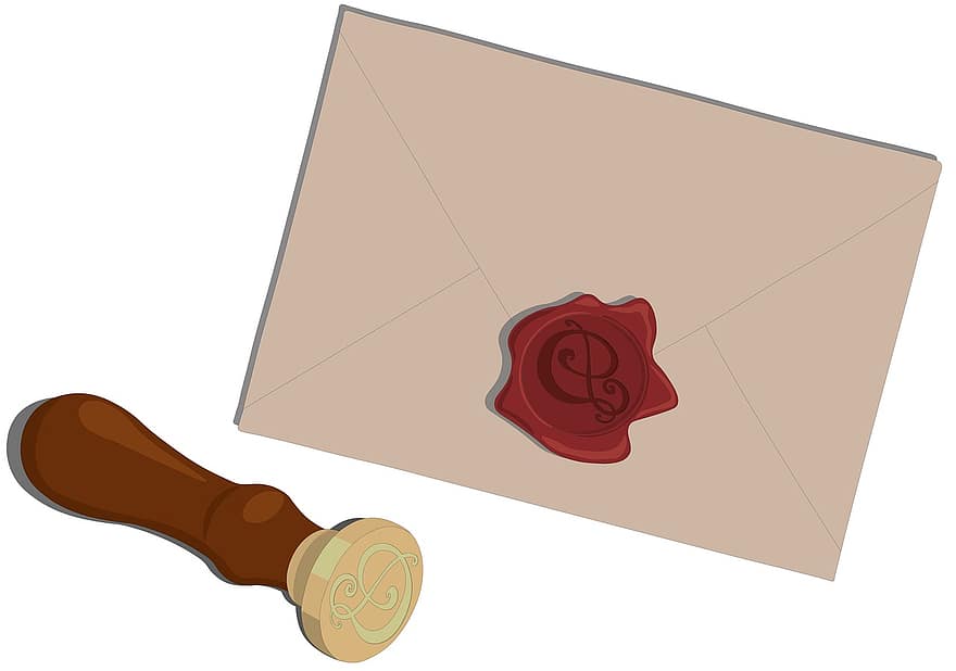 carta, correu electrònic, tradicional, paper, sobre, segell, monograma, vell