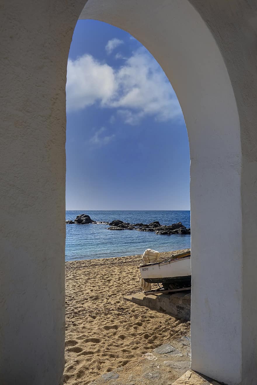 plage, Costa Brava, Espagne, île, mer, été, eau, littoral, le sable, les vacances, bleu
