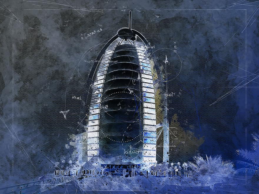 viesnīca, arhitektūra, burj al arab, Dubaija, emirāti, greznība, šarms, ceļot, ēka, fasāde, moderns
