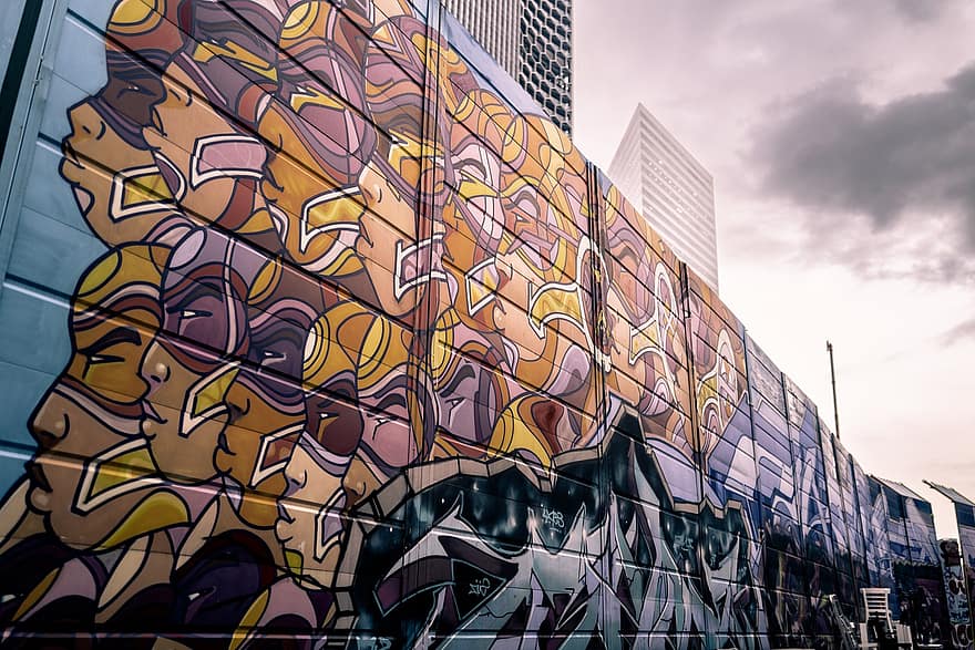Graffiti, Urban Art, Street Art, Painting, Skyline, Singapore