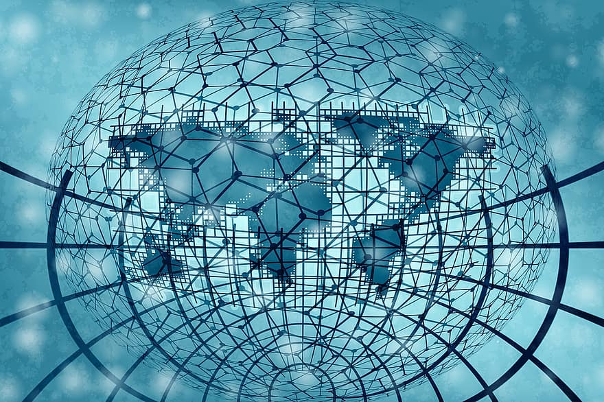 nettverk, kloden, globalisering, global, informasjon, internett, kommunikasjon, forbindelse, web, jord, kontinenter