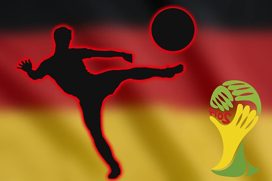 pasaulio taurė, futbolą, pasaulio taurė 2014, Pasaulio čempionatas, futbolo rungtynės, Sportas, vėliava, Vokietija, vokiečių vėliava, kamuolys, futbolininkai
