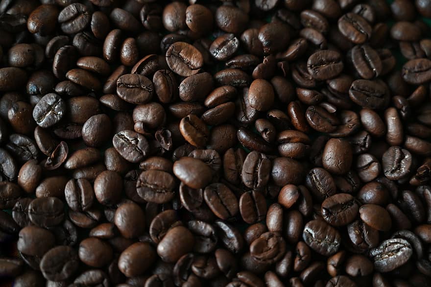 fona, kafija, kafijas pupiņas, aromātisks, grauzdēti, no rīta, brokastis, pupa, tuvplāns, tumšs, sēklas