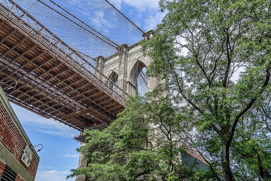 Ню Йорк, Мостът Бруклин, град, САЩ, Манхатън, Бруклин, архитектура, известното място, изградена конструкция, външна сграда, история