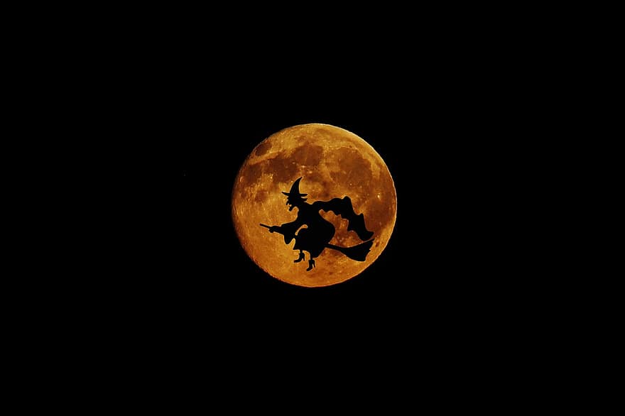 Luna, Luna llena, la bruja, noche, luz de la luna, oscuridad, estado animico, horripilante, Vuelo de las brujas, Paseo de la bruja, de miedo