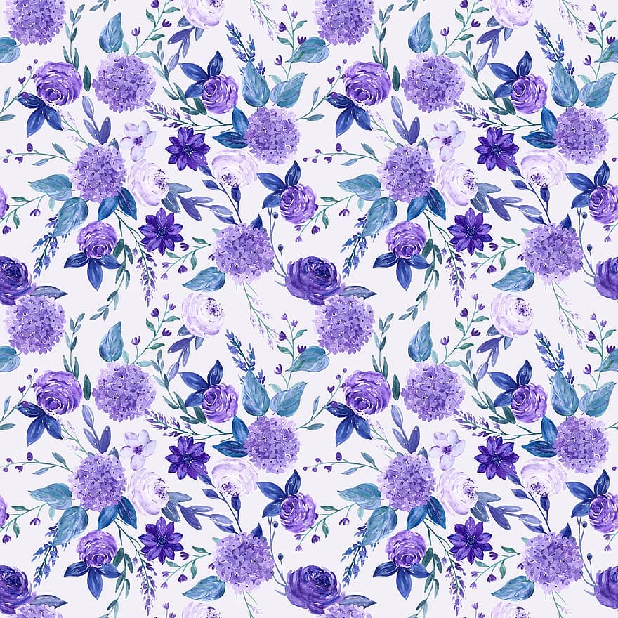 Violet, Purple, Flowers, Floral, Design, Pattern, Background, Wallpaper, Seamless, Scrapbooking, Digital Scrapbooking